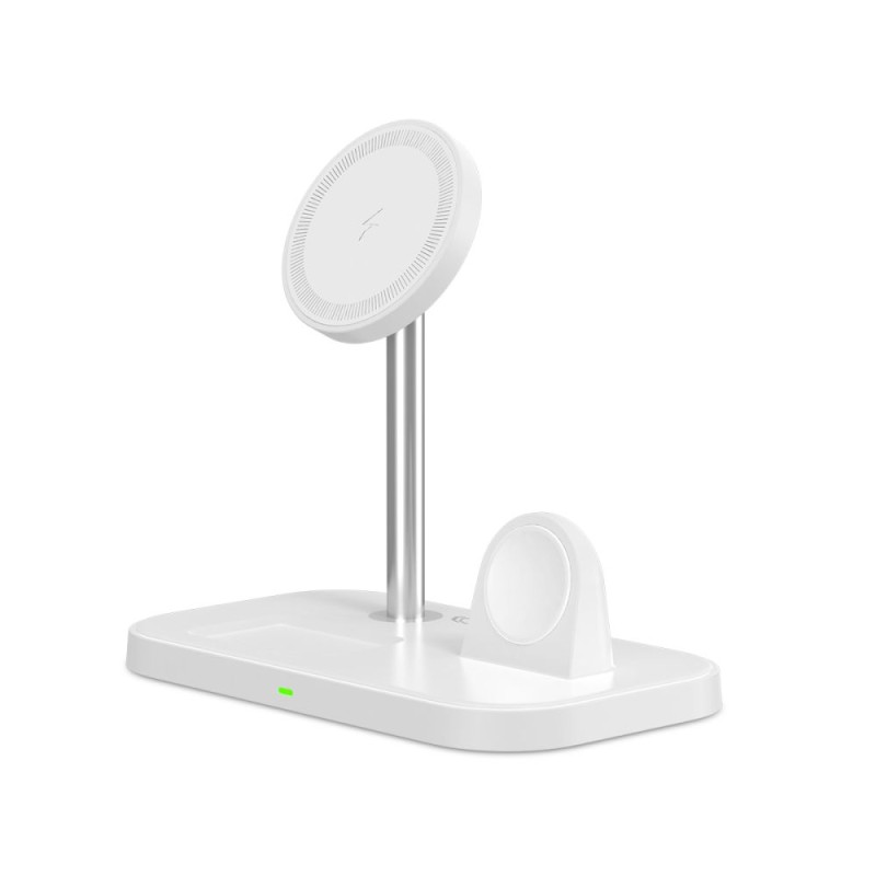 TECH-PROTECT QI15W-A22 3-в-1 магнитно MagSafe безжично зарядно, бяло - TECH-PROTECT QI15W-A22 3-в-1 магнитно MagSafe безжично зарядно, бяло - 9490713930977