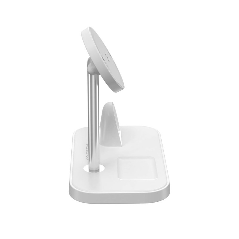 TECH-PROTECT QI15W-A22 3-в-1 магнитно MagSafe безжично зарядно, бяло - TECH-PROTECT QI15W-A22 3-в-1 магнитно MagSafe безжично зарядно, бяло - 9490713930977