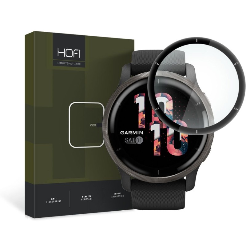 Hofi Hybrid Pro+ хибридно стъкло (7H) за Garmin Venu 2 Black, 0.28 мм, ø40 мм - Hofi Hybrid Pro+ хибридно стъкло (7H) за Garmin Venu 2 Black, 0.28 мм, ø40 мм - 9490713931066