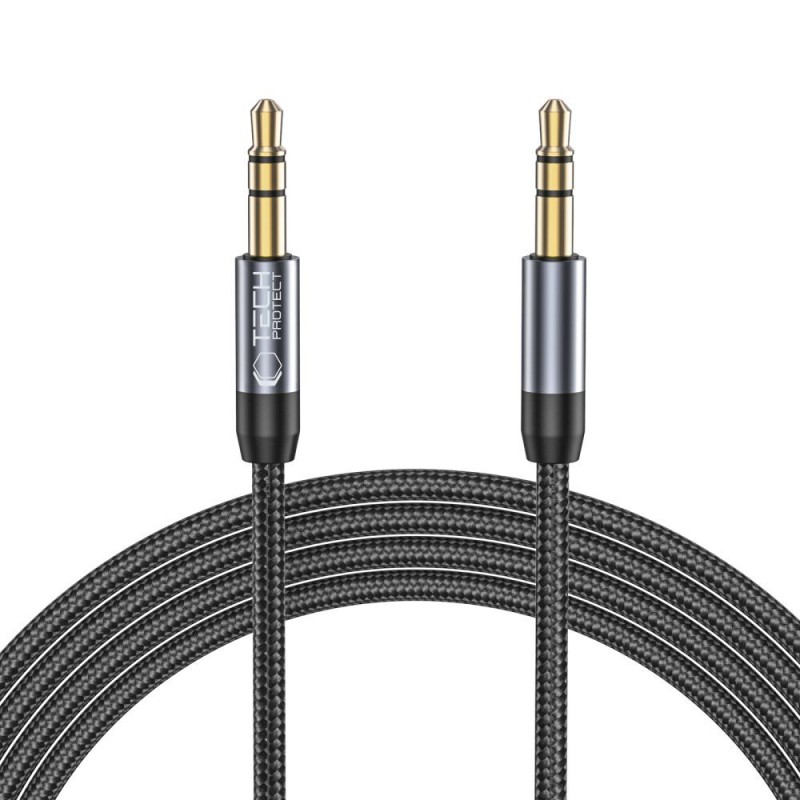 TECH-PROTECT ULTRABOOST AUX кабел Mini Jack 3.5 мм, 150 см, черен - 9490713931547