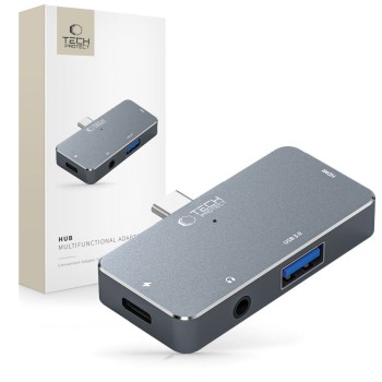 TECH-PROTECT V6-HUB адаптер 4в1 сив