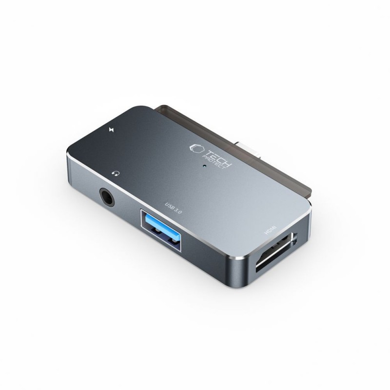 TECH-PROTECT V6-HUB адаптер 4в1 сив - TECH-PROTECT V6-HUB адаптер 4в1 сив - 9490713931585