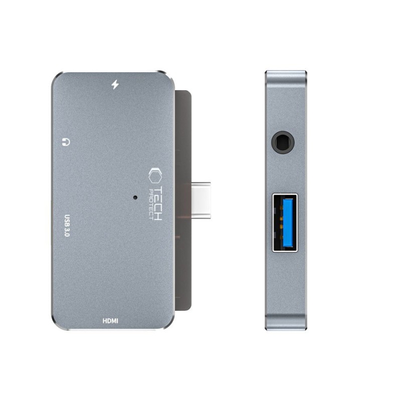 TECH-PROTECT V6-HUB адаптер 4в1 сив - TECH-PROTECT V6-HUB адаптер 4в1 сив - 9490713931585