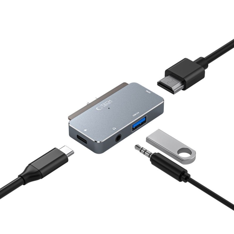 TECH-PROTECT V6-HUB адаптер 4в1 сив - TECH-PROTECT V6-HUB адаптер 4в1 сив - 9490713931585
