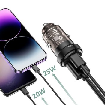 Tech-Protect CC45W двупортово зарядно за кола PD 45W / QC3.0, черно Tech-Protect CC45W двупортово зарядно за кола PD 45W / QC3.0, черно
