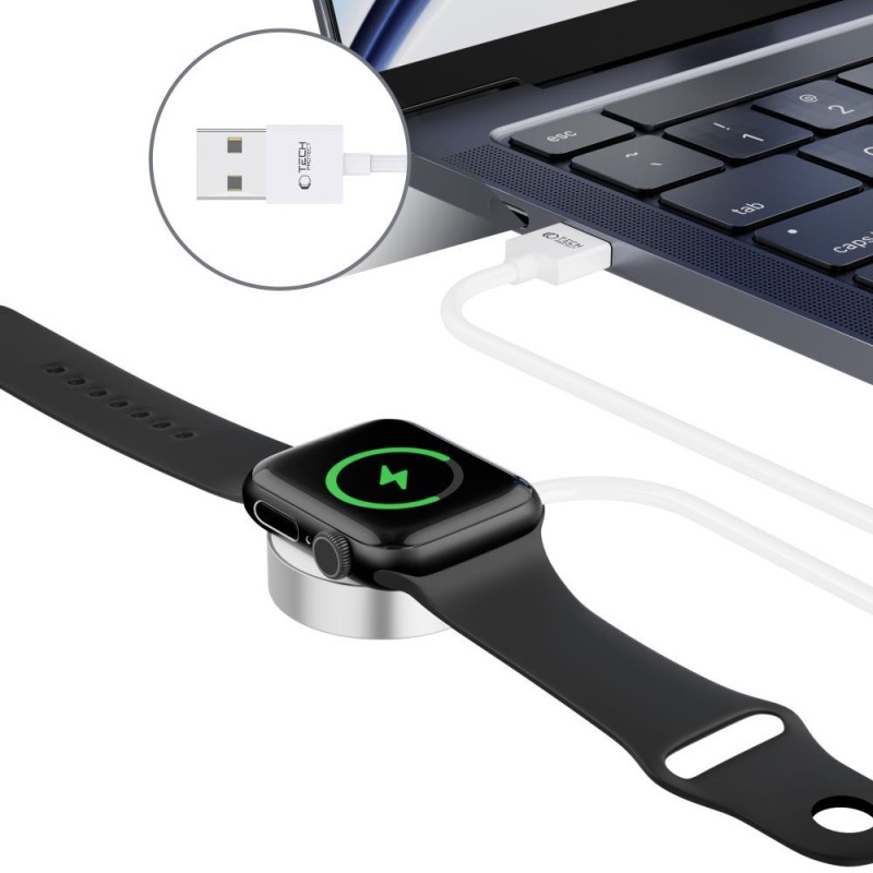 TECH-PROTECT ULTRABOOST Магнитен индуктивен кабел/зарядно за Apple Watch 120 см, бял - TECH-PROTECT ULTRABOOST Магнитен индуктивен кабел/зарядно за Apple Watch 120 см, бял - 9490713932773