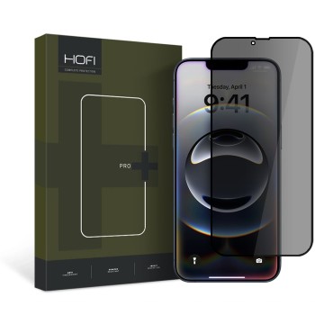 Hofi Anti Spy Glass Pro+ – антишпионско темперирано стъкло за iPhone 13 / 13 Pro / 14 / 16E / 17E (Privacy)