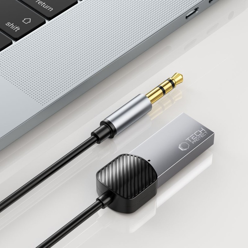 Аудио адаптер TECH-PROTECT ULTRABOOST AU01 AUX към Bluetooth 5.0 с кабел, сив - Аудио адаптер TECH-PROTECT ULTRABOOST AU01 AUX към Bluetooth 5.0 с кабел, сив - 9490713933824