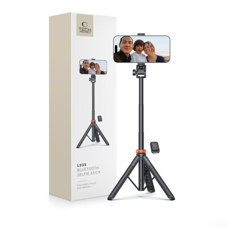 TECH-PROTECT L03S Bluetooth selfie stick статив (трипод) черен - 9490713934463