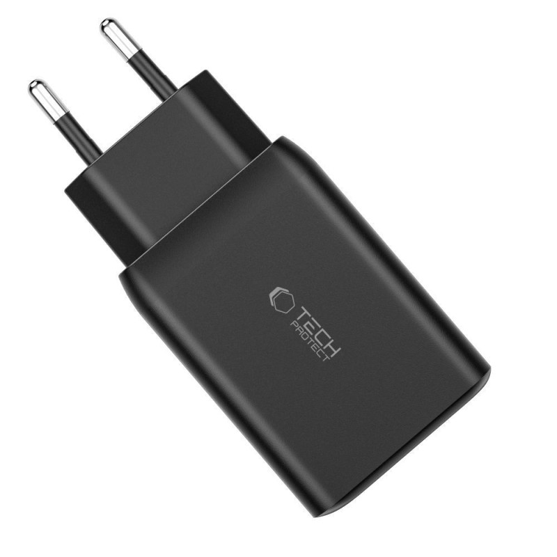 TECH-PROTECT C65W 3-портово мрежово зарядно PD 65W / QC3.0, бяло - TECH-PROTECT C65W 3-портово мрежово зарядно PD 65W / QC3.0, бяло - 9490713934517