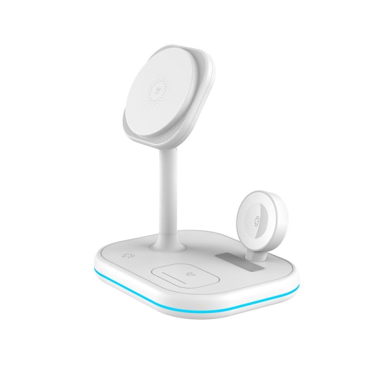 TECH-PROTECT QI15W-A27 3-в-1 магнитно MagSafe безжично зарядно (бяло) - TECH-PROTECT QI15W-A27 3-в-1 магнитно MagSafe безжично зарядно (бяло) - 9490713934647