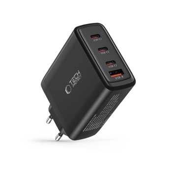 TECH-PROTECT NC100W-GAN 4-портова мрежова зарядна PD 100W / QC3.0 Black TECH-PROTECT NC100W-GAN 4-портова мрежова зарядна PD 100W / QC3.0 Black