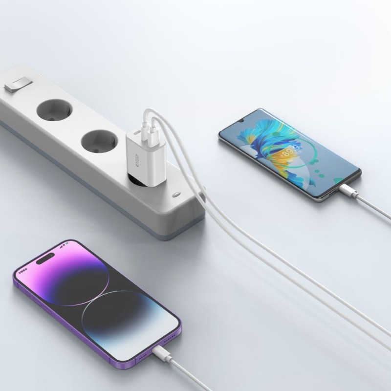 TECH-PROTECT NC30W 3-портова мрежова зарядна с PD 30W / QC3.0 (черна) - TECH-PROTECT NC30W 3-портова мрежова зарядна с PD 30W / QC3.0 (черна) - 9490713935231