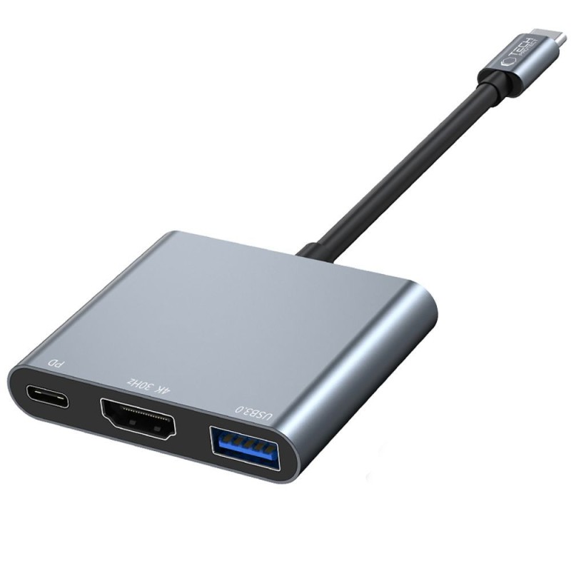 TECH-PROTECT V1-HUB адаптер 3в1 сив - TECH-PROTECT V1-HUB адаптер 3в1 сив - 9490713935248