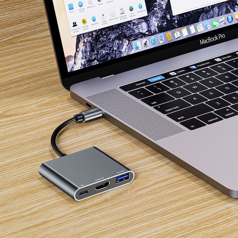 TECH-PROTECT V1-HUB адаптер 3в1 сив - TECH-PROTECT V1-HUB адаптер 3в1 сив - 9490713935248