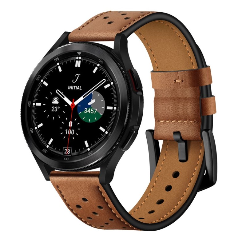 TECH-PROTECT Leather Кожена каишка за Samsung Galaxy Watch 4 / 5 / 5 Pro / 6 / 7 / FE кафява - 9589046917257