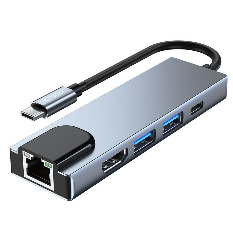TECH-PROTECT V3-HUB адаптер 5в1 сив - TECH-PROTECT V3-HUB адаптер 5в1 сив - 9589046919312