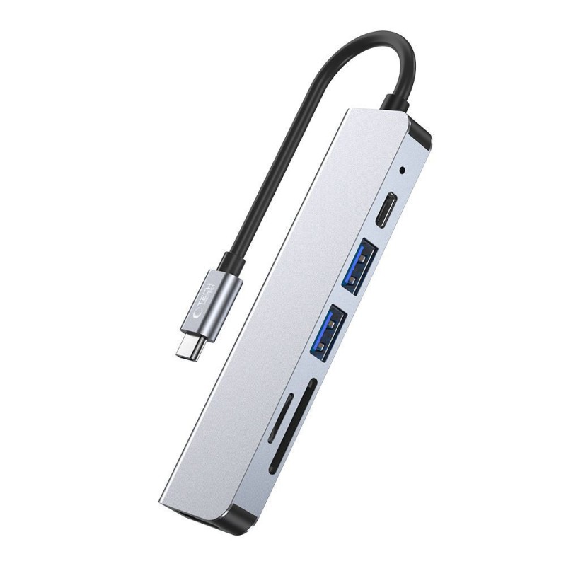 Адаптер TECH-PROTECT V4-HUB 6в1 СИВ - 9589046919343
