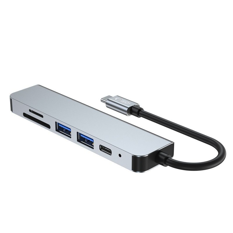 Адаптер TECH-PROTECT V4-HUB 6в1 СИВ - 9589046919343