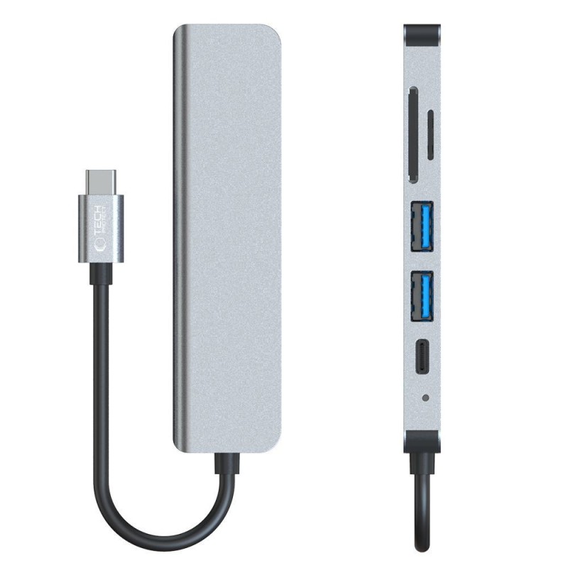 Адаптер TECH-PROTECT V4-HUB 6в1 СИВ - 9589046919343