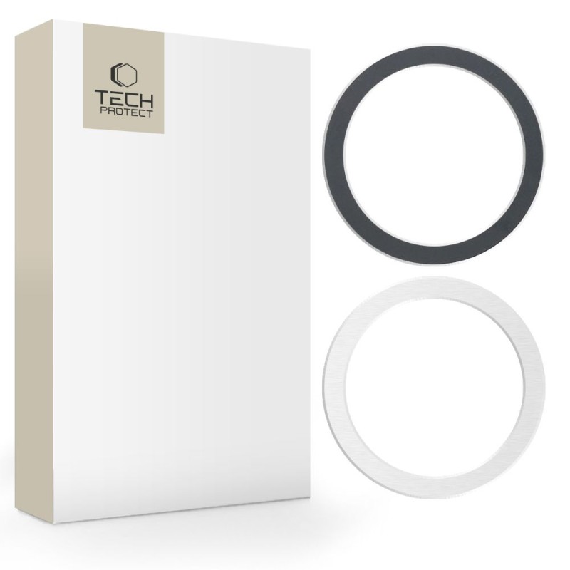 Tech-Protect Magmat MagSafe универсален магнитен пръстен 2 броя Black & Silver - Tech-Protect Magmat MagSafe универсален магнитен пръстен 2 броя Black & Silver - 9589046921544