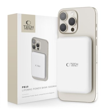 TECH-PROTECT PB10 LifeMag MagSafe Power Bank 5000mAh (Бял)