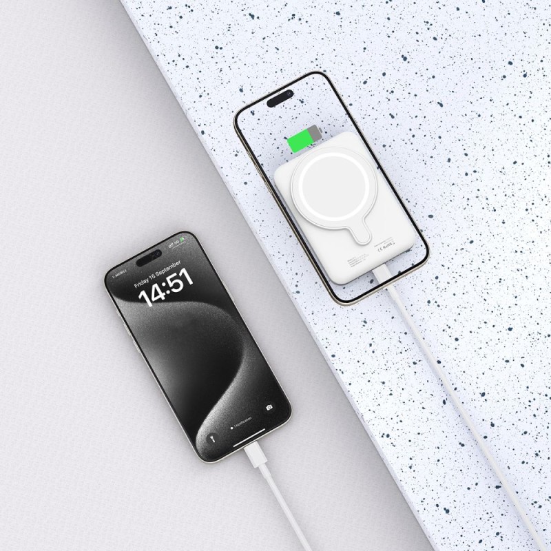 TECH-PROTECT PB10 LifeMag MagSafe Power Bank 5000mAh (Бял) - TECH-PROTECT PB10 LifeMag MagSafe Power Bank 5000mAh (Бял) - 9589046926709