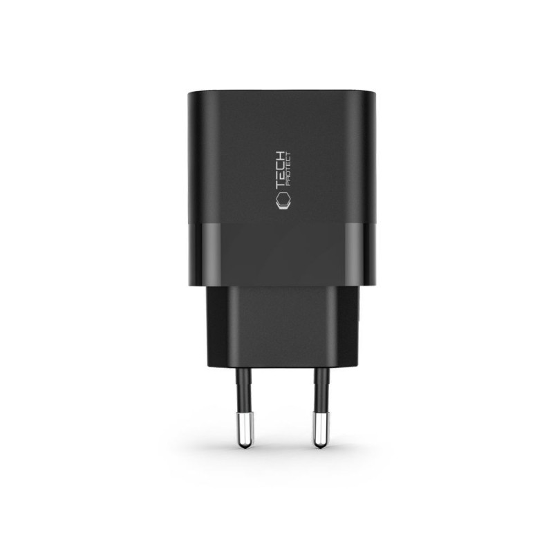 TECH-PROTECT C30W 2-портово мрежово зарядно PD 30W / QC3.0 черно - TECH-PROTECT C30W 2-портово мрежово зарядно PD 30W / QC3.0 черно - 9589046926808